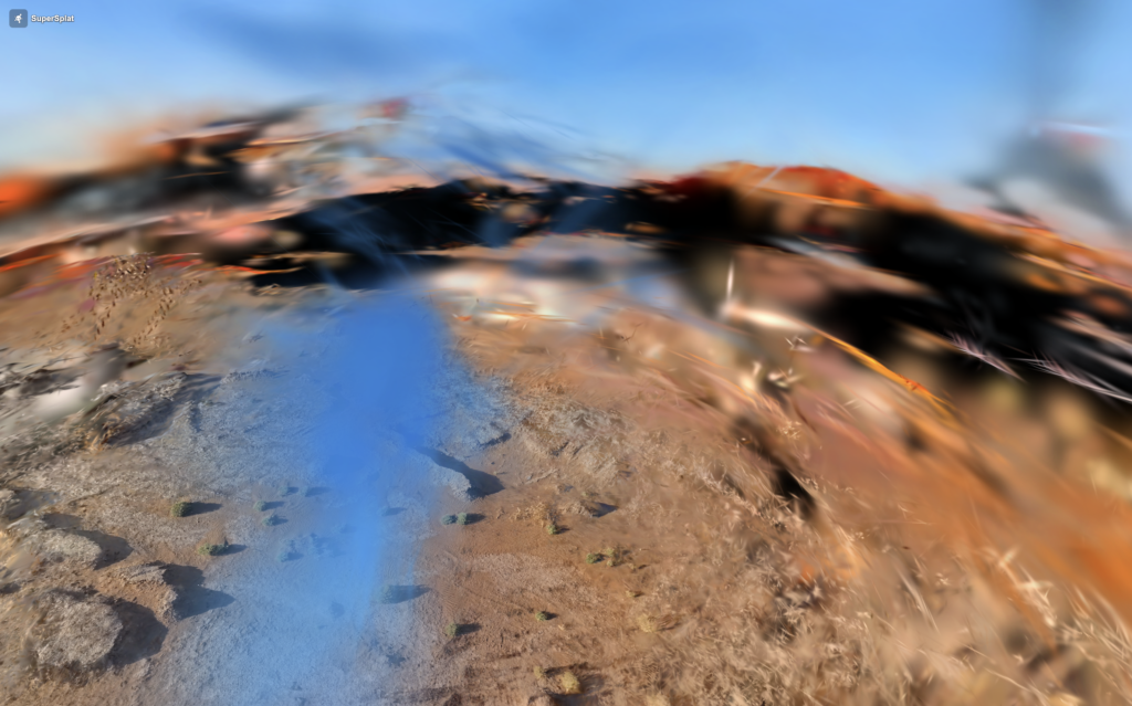 3DGS Morocco desert — beige splats suspended in scene