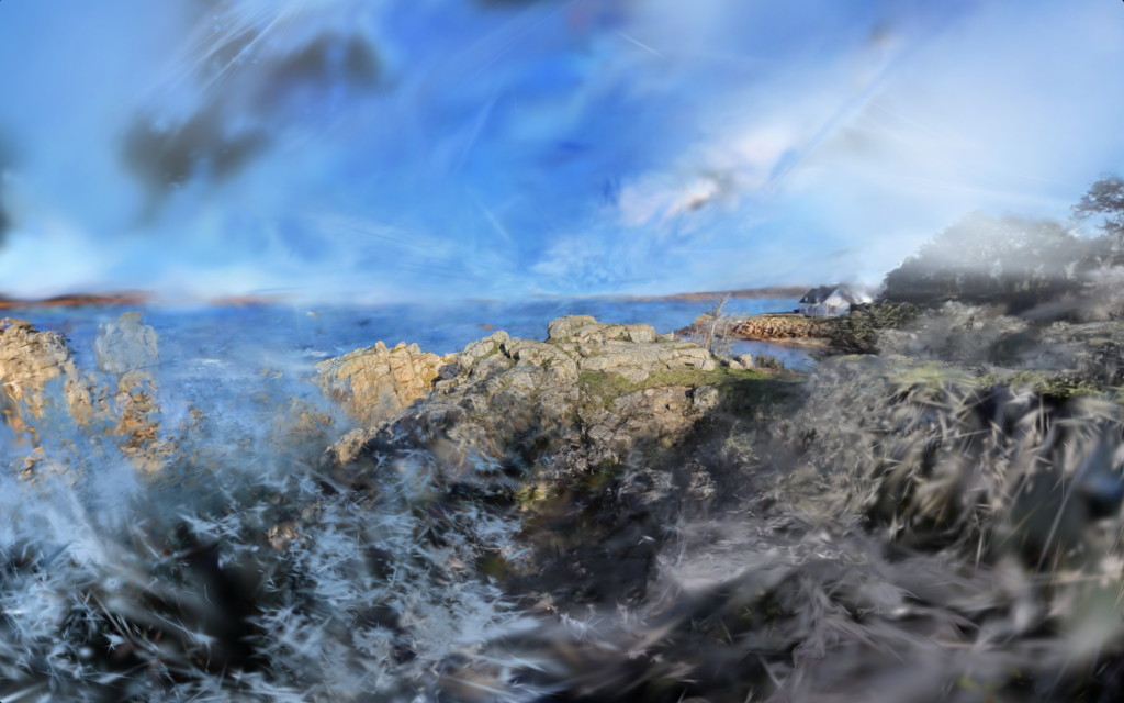 Gaussian Splatting Port-Blanc Brittany — rocks and sea viewpoint