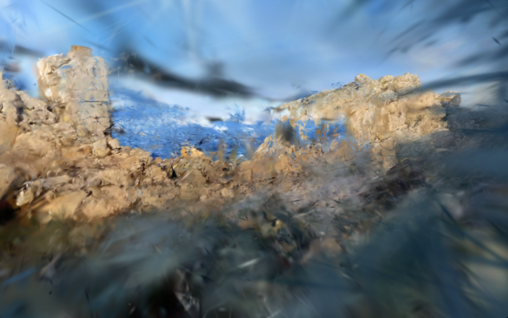 Gaussian Splatting Port-Blanc Brittany — sea surface as particles